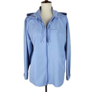 Lauren Ralph Lauren Blue Zip Front Pockets Vent Long Sleeves Garden Hood Jacket